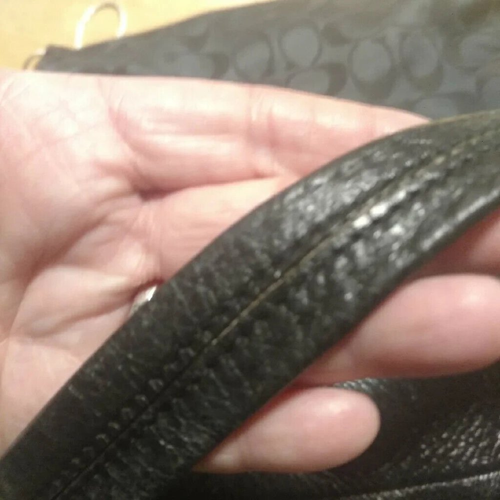 Coach F17599 Ashley Signature Bag Purse Black Sateen Monogram Classic - Picture 7 of 7